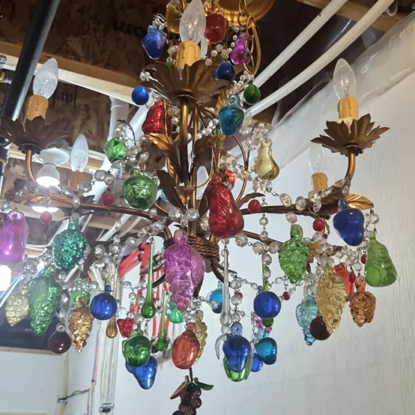 Coloured glass chandelier - Aspen SW estate sale, Calgary