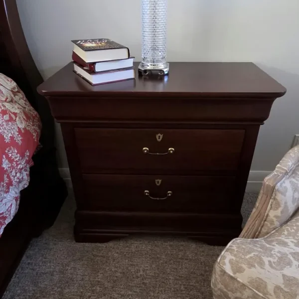 Nightstand with lamp - Aspen SW estate sale, Calgary